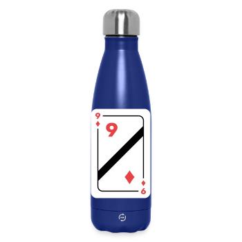 Karo Neun Spielkarte Pokerkarte - Thermosflasche 500 ml - Dunkelblau  - Vorne