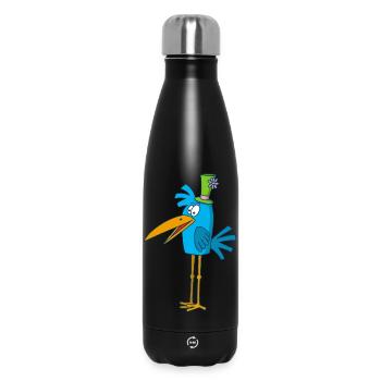 Oiseau bleu et son chapeau - Bouteille isotherme 500 ml - noir - Devant