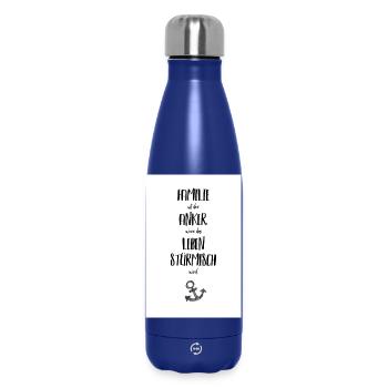 Family is the anchor when life is stormy - Insulated Water Bottle 500 ml - dark blue  - Front