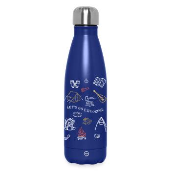 Camping Adventure Outline Design - Insulated Water Bottle 500 ml - dark blue  - Front