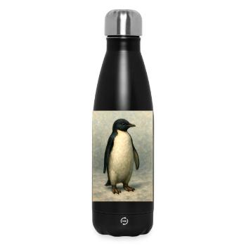 Winter Penguin in Oil Painting - Insulated Water Bottle 500 ml - black - Front
