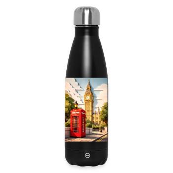 London Paper Craft: Red Phone Booth by Big Ben - Insulated Water Bottle 500 ml - black - Front
