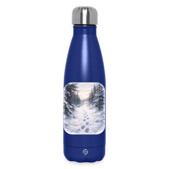 Winter Forest Path Morgenschein - Insulated Water Bottle 500 ml - dark blue  - Front