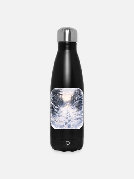 Sentier de la Forêt d’Hiver Morgenschein - Bouteille isotherme 500 ml - noir