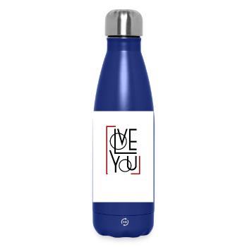 Love You Geometric Frame - Insulated Water Bottle 500 ml - dark blue  - Front