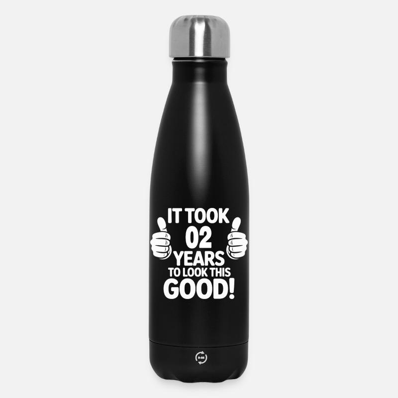 Conception de t-shirt de célébration du 2e anniversaire - Bouteille isotherme 500 ml - noir