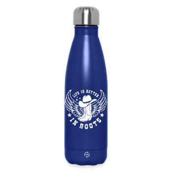 Life is better in boots - Linedance - Country Fan - Insulated Water Bottle 500 ml - dark blue  - Front