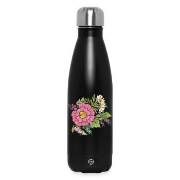  Blumenbild - Thermosflasche 500 ml - Schwarz - Vorne