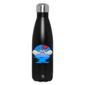 Baby Whale Fish Marine Mammal Kids Peace - Insulated Water Bottle 500 ml - black - Front