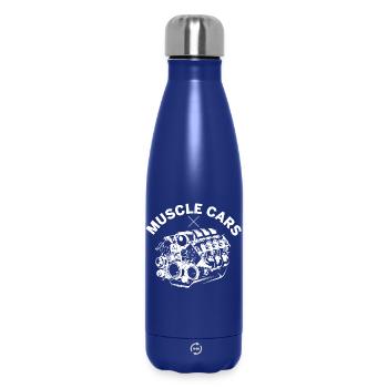 Muscle Cars V8 Engine Cylinder Bog Block Symbol - Insulated Water Bottle 500 ml - dark blue  - Front