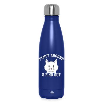 Fluff-Around-Funny-Sarcastic-Cat-Lady-Quote-Hum - Thermosflasche 500 ml - Dunkelblau  - Vorne
