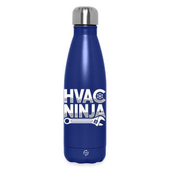 Funny HVAC Air Conditioning Repair HVAC Ninja Pros - Insulated Water Bottle 500 ml - dark blue  - Front