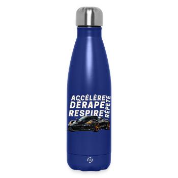 Voiture sport et lettres dynamiques - Bouteille isotherme 500 ml - bleu foncé  - Devant