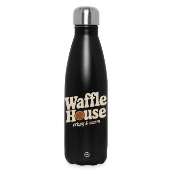 Waffle House – Crispy & Warm - Insulated Water Bottle 500 ml - black - Front