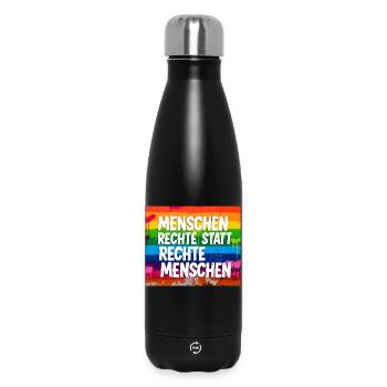 Human Rights Instead of Right-Wing People Statement - Insulated Water Bottle 500 ml - black - Front