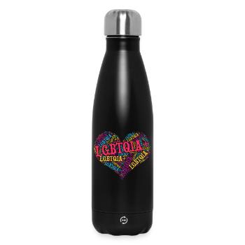 LGBTQIA+ Heart Word Cloud Lgbt Gay Pride T-Shirt - Insulated Water Bottle 500 ml - black - Front