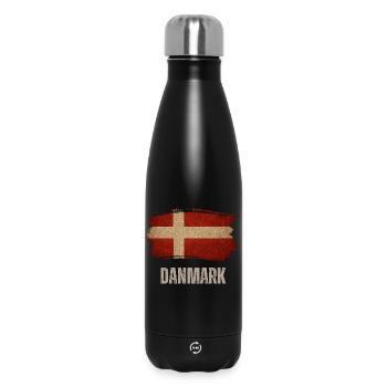 Grunge flag of Denmark, Danish pride - Insulated Water Bottle 500 ml - black - Front