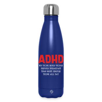 ADHD Thought Cascade in the Morning - Insulated Water Bottle 500 ml - dark blue  - Front