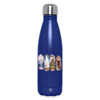 Wyoming Travel – Yellowstone & Wild West - Insulated Water Bottle 500 ml - dark blue  - Front