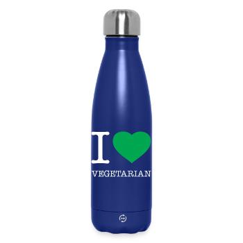 I LOVE VEGETARIAN Vegetarisch Hashtag - Thermosflasche 500 ml - Dunkelblau  - Vorne