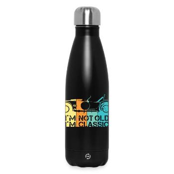 funny sayings old classic car classic car logo - Insulated Water Bottle 500 ml - black - Front