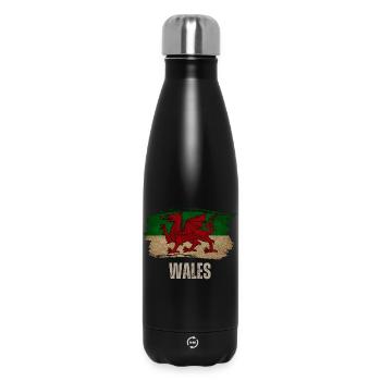 Flagge von Wales, walisischer Stolz - Thermosflasche 500 ml - Schwarz - Vorne