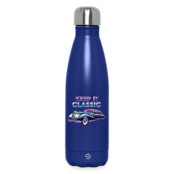 Vintage Limousine Neon Design - Thermosflasche 500 ml - Dunkelblau  - Vorne