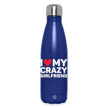 I Love My Crazy Girlfriend Cadeau Saint Valentin - Bouteille isotherme 500 ml - bleu foncé  - Devant