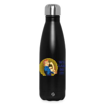 Rosie Kraft: We Can Do It Halftone - Insulated Water Bottle 500 ml - black - Front