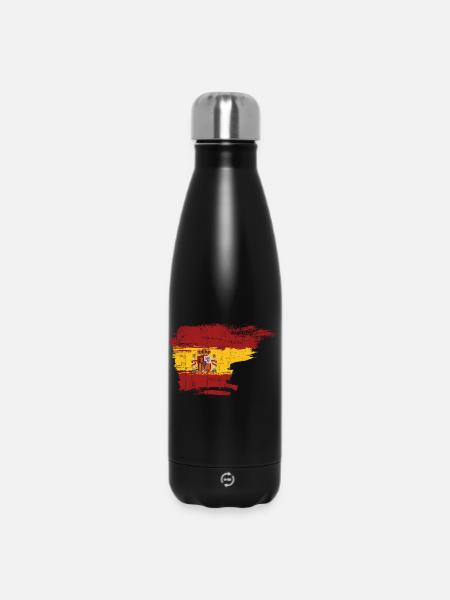 Emblème du drapeau espagnol au pinceau - Bouteille isotherme 500 ml - noir