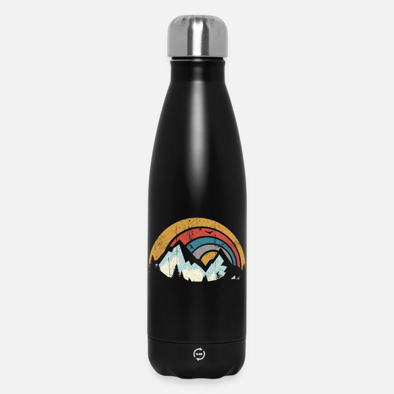 Arc du Coucher de Soleil de la Montagne Rétro - Bouteille isotherme 500 ml - noir