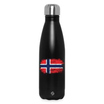 Norwegische Flagge Pinselstrichkreuz - Thermosflasche 500 ml - Schwarz - Vorne