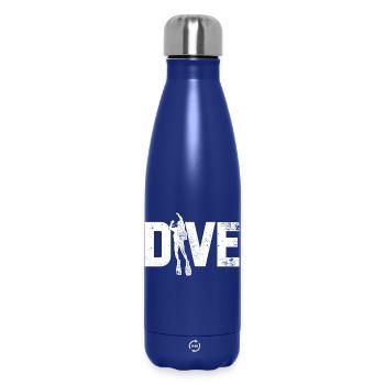Icône de plongée sur le texte DIVE en gras - Bouteille isotherme 500 ml - bleu foncé  - Devant