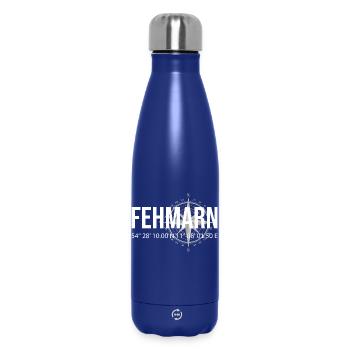 Koordinaten Fehmarn - Thermosflasche 500 ml - Dunkelblau  - Vorne