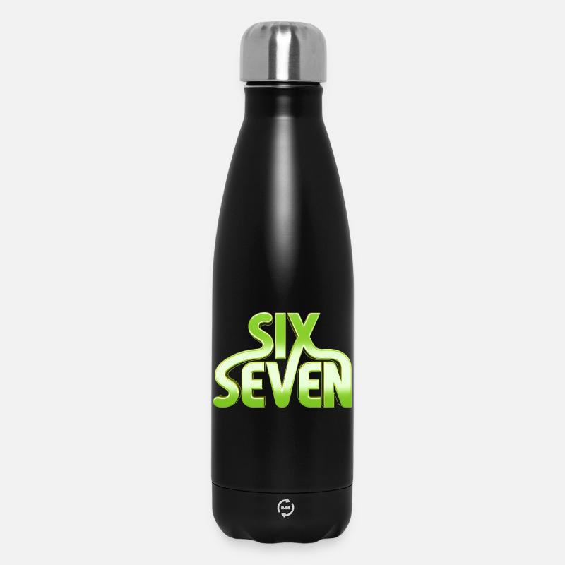 Six Seven 6 7 - 67 - Typographie verte Conception de mèmes - Bouteille isotherme 500 ml - noir