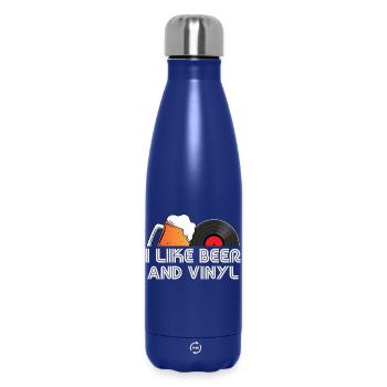 I Like Beer and Vinyl Retro Quote Design - Thermosflasche 500 ml - Dunkelblau  - Vorne