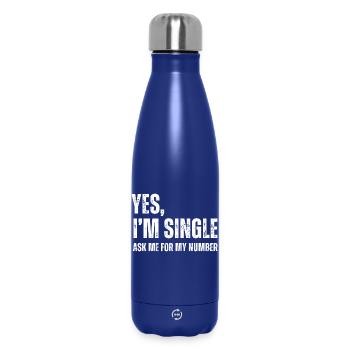 Yes I'm Single Ask Me for My Number Funny Dating - Insulated Water Bottle 500 ml - dark blue  - Front