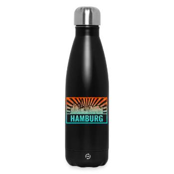 Hamburg Skyline Gradient - Insulated Water Bottle 500 ml - black - Front