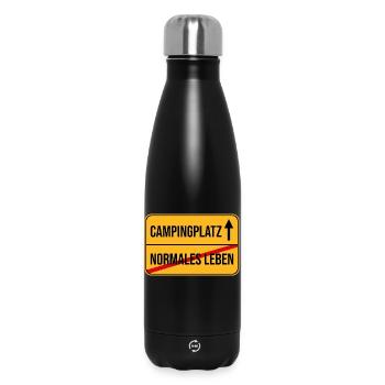 Campingplatz Warnhinweis Design - Thermosflasche 500 ml - Schwarz - Vorne