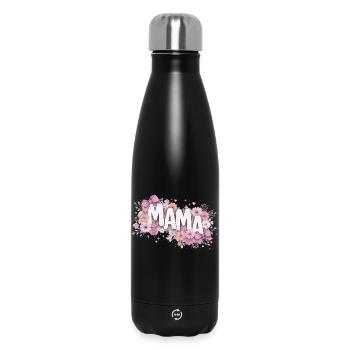 MAMA Fleurs Pastels et Nœuds Roses | Style Chic - Bouteille isotherme 500 ml - noir - Devant