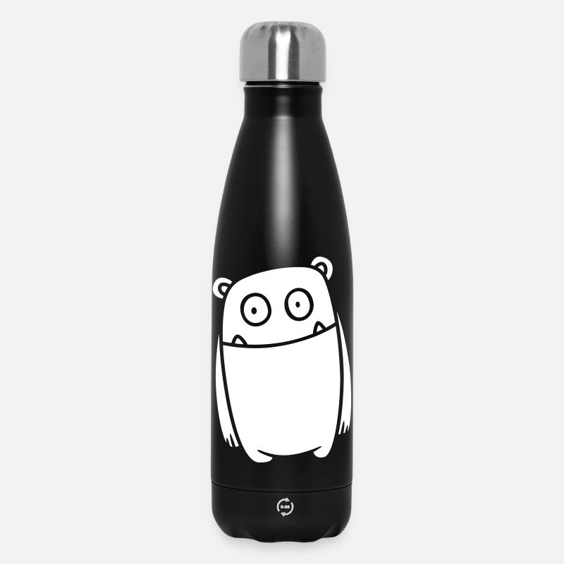 Monster Cheerful - Conception de bande dessinée Kawaii drôle - Bouteille isotherme 500 ml - noir