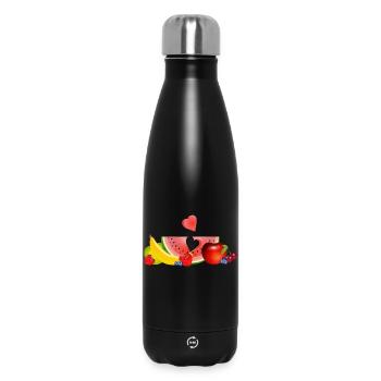 Fruits colorés avec pastèque et cœur - Bouteille isotherme 500 ml - noir - Devant