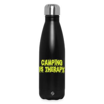Camping is therapy - Insulated Water Bottle 500 ml - black - Front