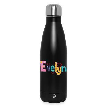 Personalized Evelyn Name - Insulated Water Bottle 500 ml - black - Front