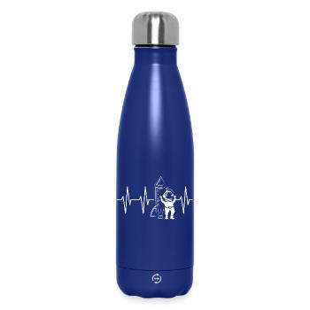 Rocketman Heartbeat Pulse Rocket Astronaut Symbol - Insulated Water Bottle 500 ml - dark blue  - Front