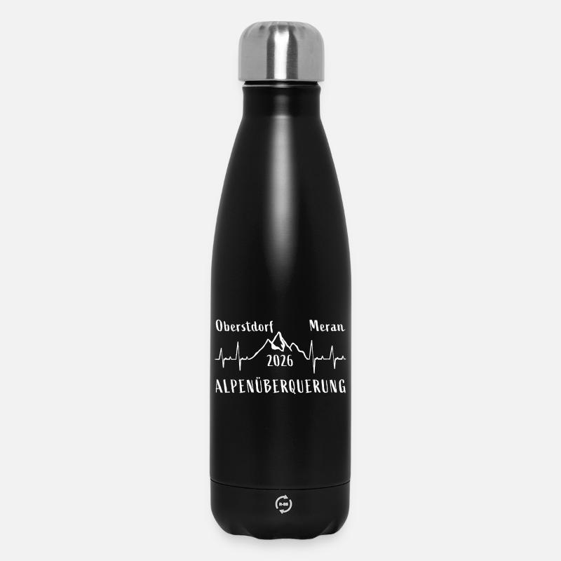 Traversée des Alpes 2026 Oberstdorf Merano E5 - Bouteille isotherme 500 ml - noir