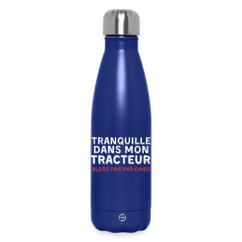 Humor Tractor Man Woman Farmer - Insulated Water Bottle 500 ml - dark blue  - Front