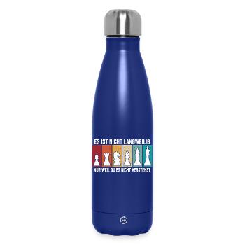 Retro Schach Figuren – Vintage Chess Design - Thermosflasche 500 ml - Dunkelblau  - Vorne