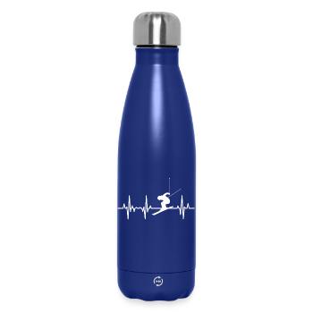 Skiing Heartbeat - Insulated Water Bottle 500 ml - dark blue  - Front