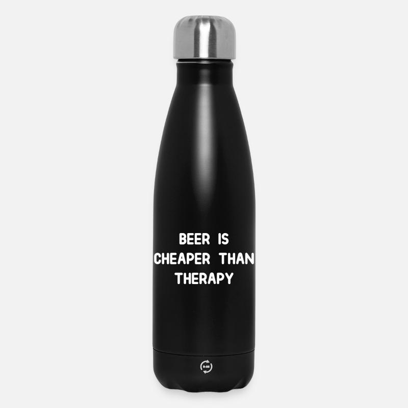 La bière coûte moins cher que la thérapie - Bouteille isotherme 500 ml - noir